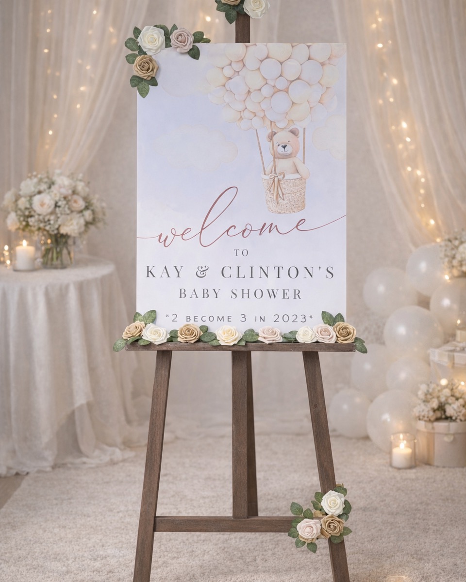 Personalised baby shower welcome sign